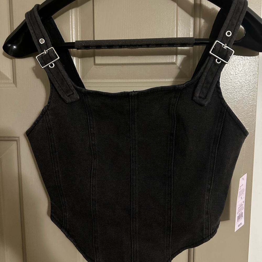 Black Denim Corset Top